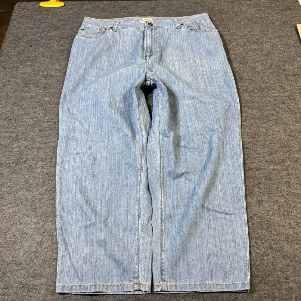 VTG Y2K LL Bean Light Wash Capri Jeans Womens 33x23 Gardening Retro Outdoor‎